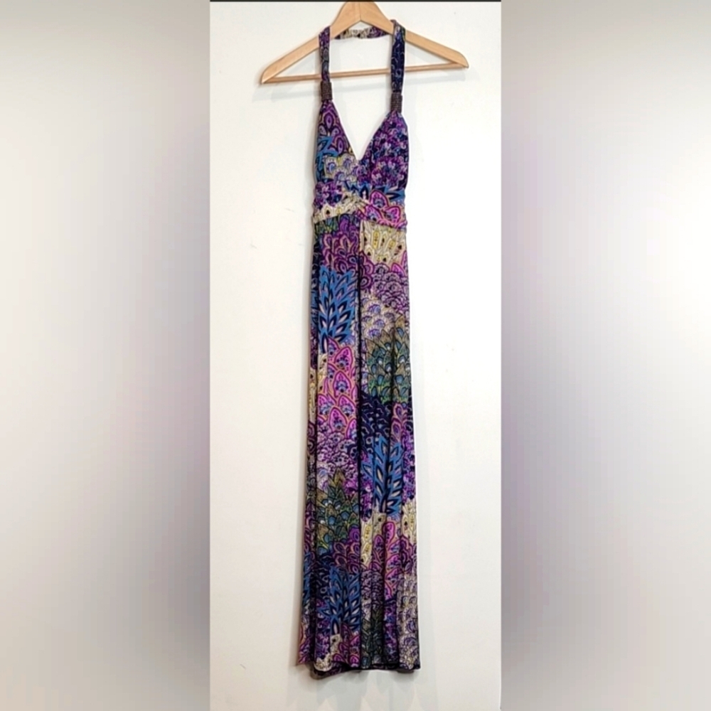 Elegant Multicolor Halter Maxi Dress Boho Style Different Color Size S Women's‎